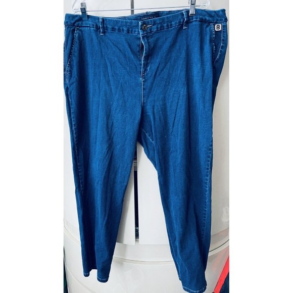 Tommy Hilfiger Size 22W Women's Denim Blue Jeans Straight Stretch Fit TH Logo - Picture 1 of 12